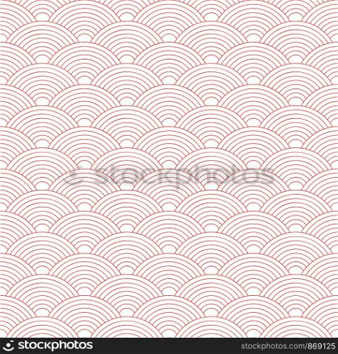 Seamless pattern. Wave. Fish scales texture. Vector illustration. Scrapbook, gift wrapping paper, textiles. Simple background. Coral color