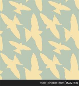 Seamless pattern. white birds in a blue sky. Retro style. Hand drawn elements. Vector. Seamless pattern. white birds in a blue sky. Retro style. Hand drawn elements.