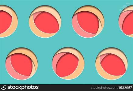 Seamless pattern with 3d circle element cut out of paper. Vector texture for wallpaper, fabrics and your design. Seamless pattern with 3d circle element cut out of paper