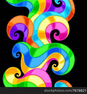 Seamless pattern with abstract colored swirls. Colorful shiny bright curls.. Seamless pattern with abstract colored swirls. Colorful shiny curls.