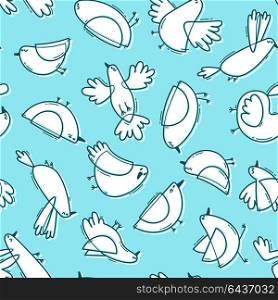Seamless pattern with abstract cute birds. Simple line design. Gentle colors. Vector background. Seamless pattern with abstract cute birds. Simple line design. Gentle colors. Vector background.