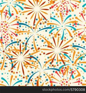Seamless pattern with abstract fireworks and salute.. Seamless pattern with abstract fireworks and salute