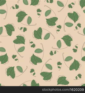 Seamless pattern with abstract floral design in a minimalist style. Linear vector illustration. Flat design.