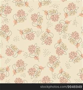 Seamless pattern with abstract floral design in a minimalist style. Linear vector illustration. Flat design.