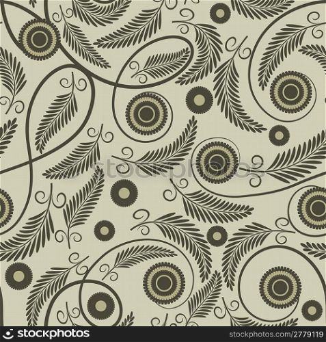 Seamless pattern with abstract flowers and leaves.(can be repeated and scaled in any size)