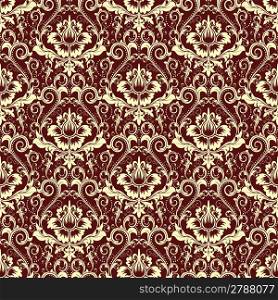 Seamless pattern with abstract flowers on a red background (can be repeated and scaled in any size)