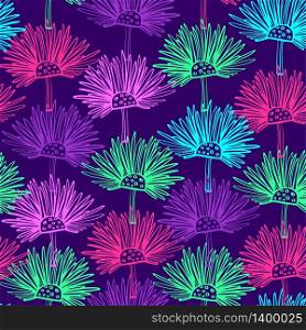 Seamless pattern with abstract flowers. Scottish thistle floral background. Can be uset for textile, wallpapers, prints and web design. Vector illustration. Seamless pattern with onopordum acanthium. Scottish thistle.