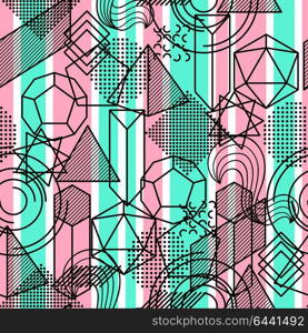 Seamless pattern with abstract geometric shapes. Line art background. Seamless pattern with abstract geometric shapes. Line art background.