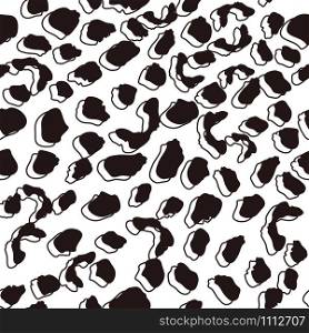 Seamless pattern with abstract leopard skin. Monochrome animal fur wallpaper. Wild african cats repeat texture. Design for fabric, textile print, wrapping paper, children textile. Vector illustration. Seamless pattern with abstract leopard skin. Monochrome animal fur wallpaper.