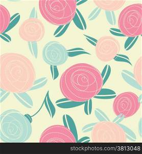 Seamless pattern with abstract rose flowers. Vector illustration.