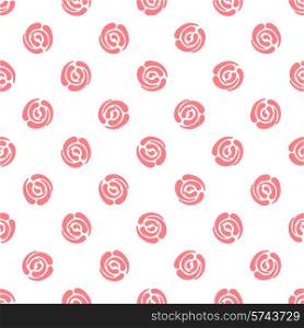 Seamless pattern with abstract roses. Seamless background with polka dots. Vector illustration.