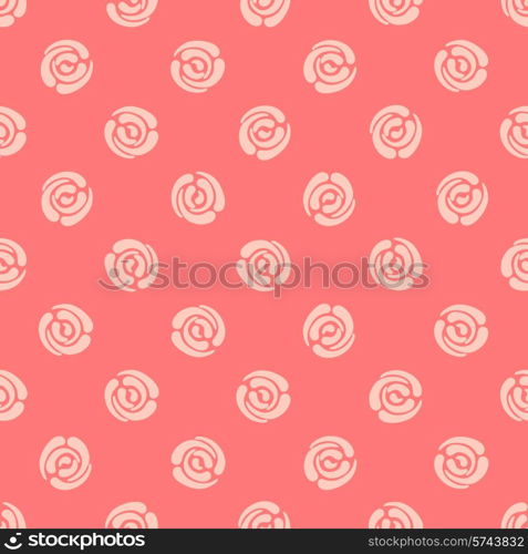 Seamless pattern with abstract roses. Seamless background with polka dots. Vector illustration.