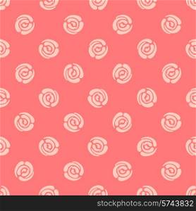 Seamless pattern with abstract roses. Seamless background with polka dots. Vector illustration.