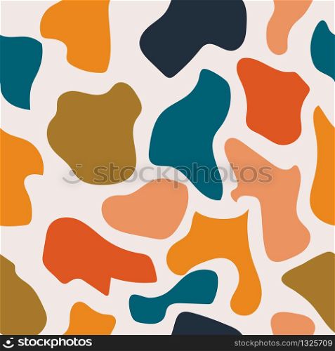 Seamless pattern with abstract shapes. Modern random colors. Ideal for textiles, packaging, paper printing, simple backgrounds and textures.