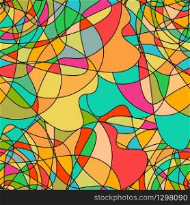 Seamless pattern with abstract stained glass colorful shapes
