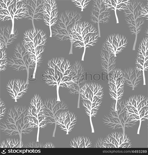 Seamless pattern with abstract stylized trees. Natural view of white silhouettes. Seamless pattern with abstract stylized trees. Natural view of white silhouettes.
