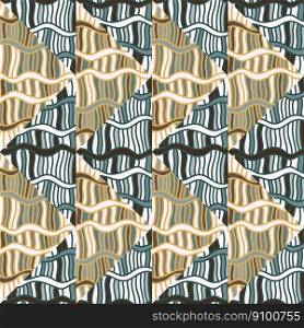 Seamless pattern with abstract wavy lines. Tribal mosaic tile. Textile rapport. Design for fabric, print, wrapping paper, cover. Vector illustration. Seamless pattern with abstract wavy lines. Tribal mosaic tile. Textile rapport.