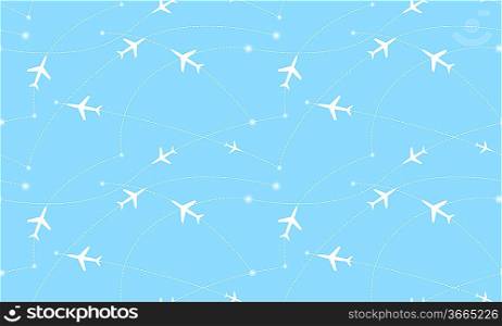 Seamless pattern with airplanes. Abstract illustration