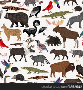 Seamless pattern with animals of North America