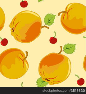 seamless pattern with apple on a yellow background