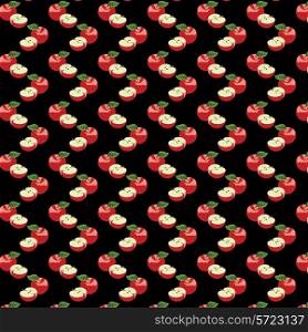 Seamless pattern with apples on the black background.(can be repeated and scaled in any size)