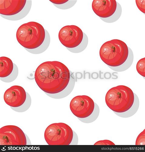 Seamless Pattern with Apples Tasty Autumn Fruit. Seamless pattern with red apples. Tasty popular autumn fruit. Healthy juicy fresh apple. Autumn wallpaper, wrapping paper. Appetizing vegetarian organic food. Endless texture. Vector in flat style