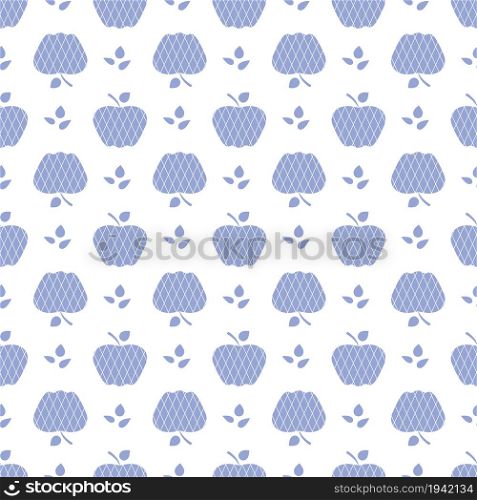 Seamless pattern with apples. Vector illustration with apple and leaf. Fruit background. Design for poster, textile, greeting card.