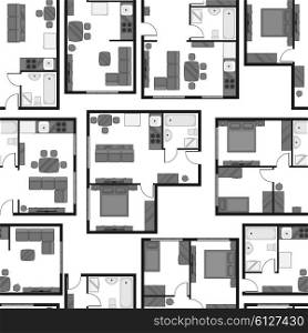 Seamless pattern with architectural projects of apartment and furniture. Seamless pattern with architectural projects of apartment and furniture.