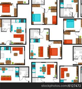 Seamless pattern with architectural projects of apartment and furniture. Seamless pattern with architectural projects of apartment and furniture.