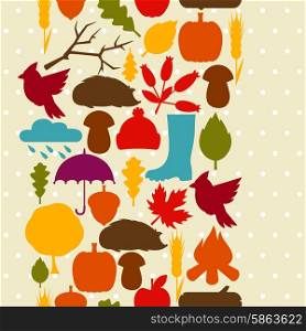 Seamless pattern with autumn icons and objects. Seamless pattern with autumn icons and objects.