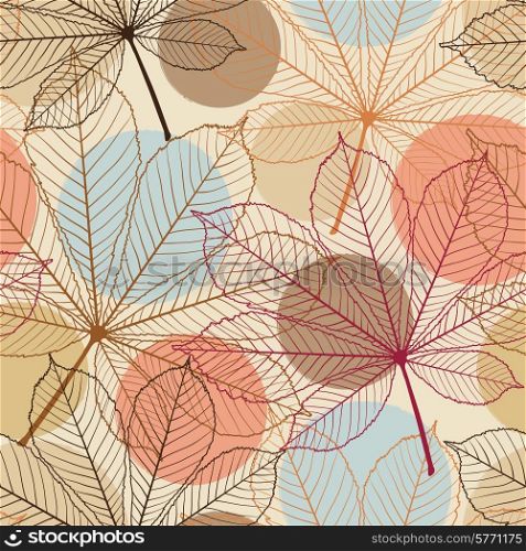 Seamless pattern with autumn leaves in a retro style.. Seamless pattern with autumn leaves in a retro style