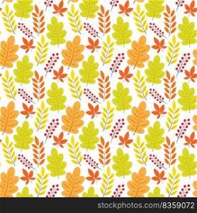 Seamless pattern with autumn leaves on white background. Perfect for home decor, textile, tablecloth, oilcloth, bedclothes, fall decoration, wallpaper and wrapping paper