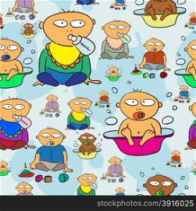 Seamless pattern with babies