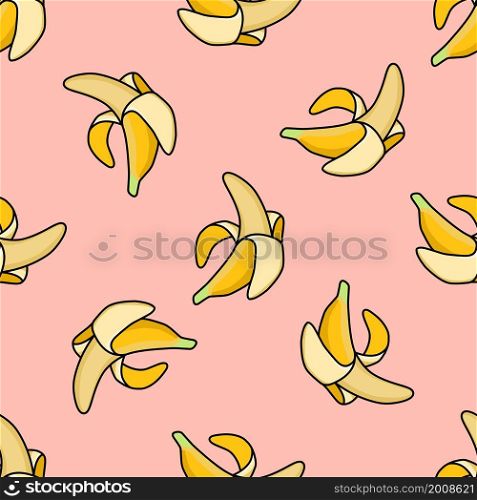 Seamless pattern with bananas. Pop art pattern. Glamorous bananas on a pink background.Vector illustration. Seamless pattern with bananas. Pop art pattern. Glamorous bananas on a pink background.Vector illustration.