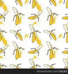 Seamless pattern with bananas. Pop art style design element in vector.