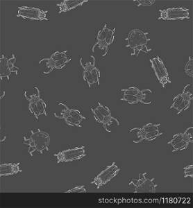 Seamless pattern with beatles on the dark background.
