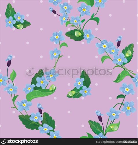 Seamless pattern with beautiful flowers - forget me not - floral background.