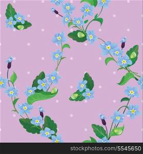 Seamless pattern with beautiful flowers - forget me not - floral background.