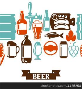 Seamless pattern with beer icons and objects. Seamless pattern with beer icons and objects.