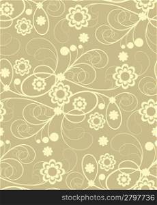 Seamless pattern with beige abstract flowers and curls(can be repeated and scaled in any size)