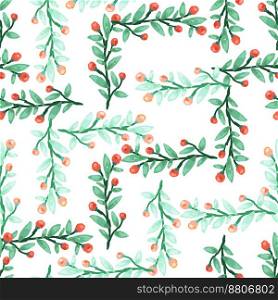 Seamless pattern with berry branches. Hand drawn wild berries floral wallpaper. Design for fabric, textile print, wrapping paper, cover. Vector illustration. Seamless pattern with berry branches. Hand drawn wild berries floral wallpaper.
