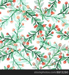 Seamless pattern with berry branches. Hand drawn wild berries floral wallpaper. Design for fabric, textile print, wrapping paper, cover. Vector illustration. Seamless pattern with berry branches. Hand drawn wild berries floral wallpaper.