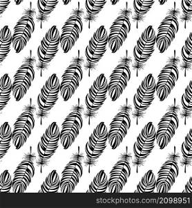 Seamless pattern with bird feathers. Black and white. Vector abstract background with bird feathers.. Seamless pattern with bird feathers.