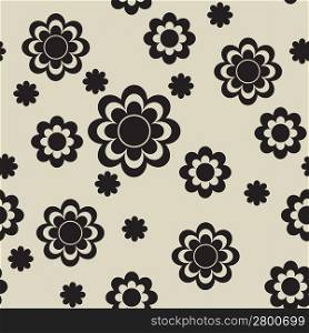 Seamless pattern with black abstract flowers on a beige background(can be repeated and scaled in any size)