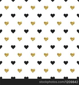 Seamless pattern with black and gold heart shapes. Valentines day. Vector illustration. Background. Seamless pattern with black and gold heart shapes. Valentines day. Vector illustration. Background.