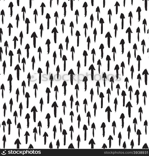 Seamless pattern with black and white ink painted arrows. Black and white grunge pattern. Can be used for tags, flyers, banners, web, print, textile and paper designs