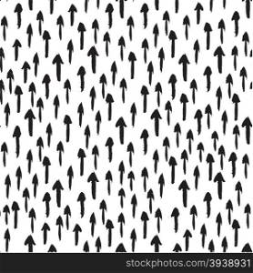 Seamless pattern with black and white ink painted arrows. Black and white grunge pattern. Can be used for tags, flyers, banners, web, print, textile and paper designs