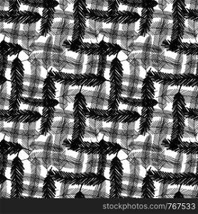 Seamless pattern with black feathers. Vector checkered monochrome texture for wrapping or textile. Seamless pattern with black feathers. Vector checkered monochrome texture for wrapping or textile.