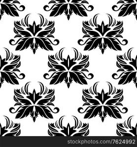 Seamless pattern with black flourishes for textile or wallpaper design