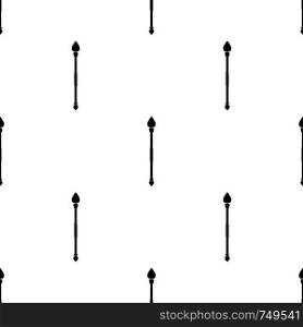 Seamless pattern with black magic staff icon on white background. Magic wand, scepter, stick, rod. Vector illustration for design, web, wrapping paper, fabric, wallpaper.. Seamless pattern with black magic staff icon on white background. Magic wand, scepter, stick, rod. Vector illustration.